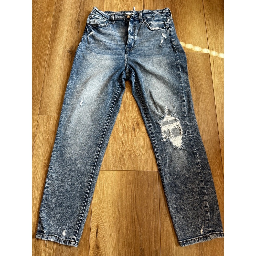 Willow + Root Jeans Womens 28 Blue Light Wash Mom Fit Distressed Ripped Denim